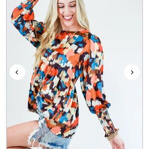 Colorful Abstract Print Women's Boutique Top
